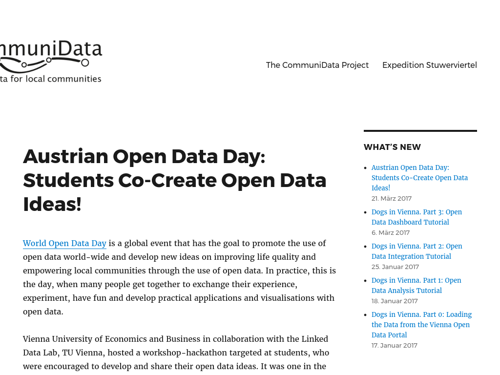 Research Project CommuniData: Open Data for Local Communities